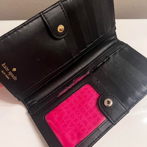 Kate Spade Black Continental Wallet Bow and Logo - Picture 11 of 12